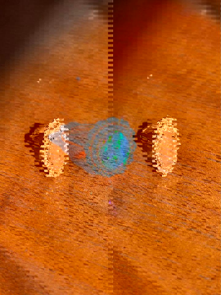 Natural jelly opal in 925 silver rose gold ring plated adjustable size brand new Xmas gift for her