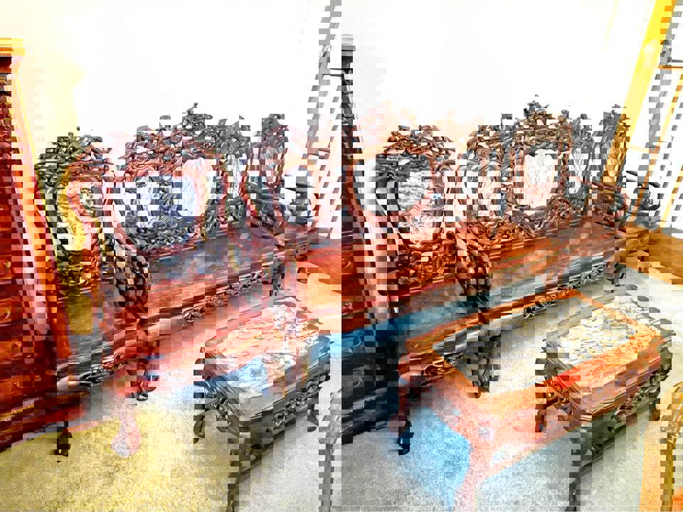 Exquisite Antique Qing Dynasty 150 years old Sofa Set - Hand-Carved Rosewood & Marble