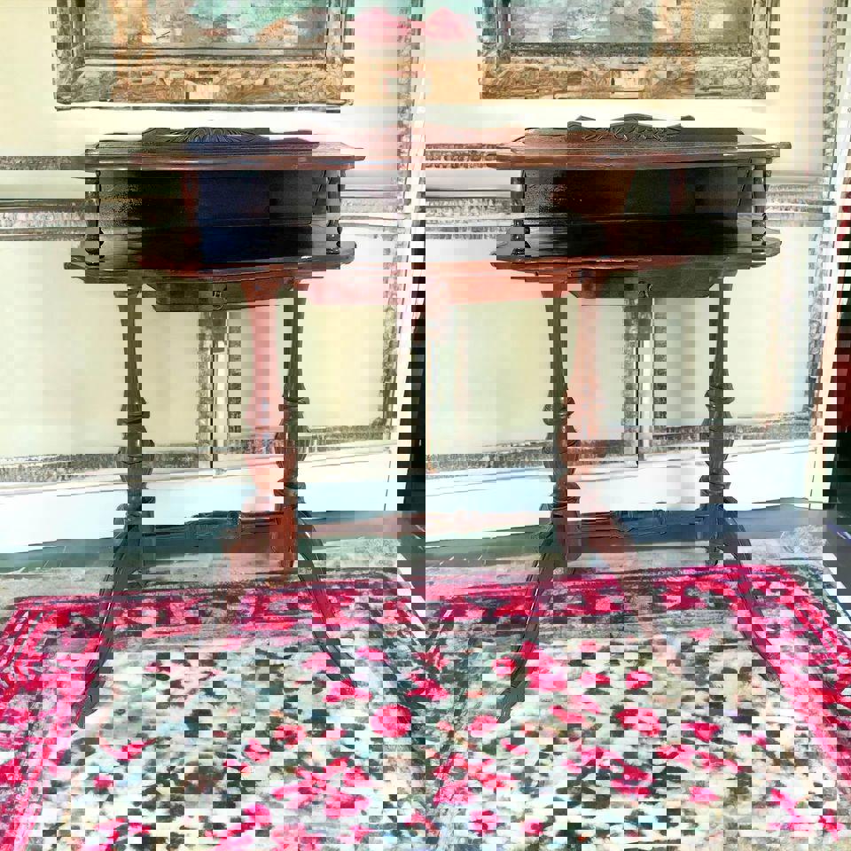 Mahogany hall stand Telephone table end table bedside table brass paws antique