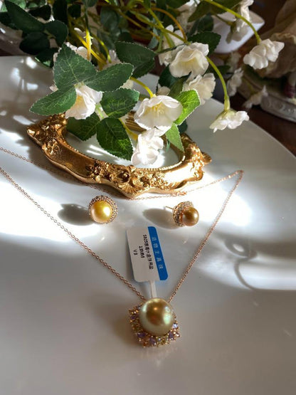 SouthSea gold natural pearl pendent earrings gold plated s925 silver ertificate