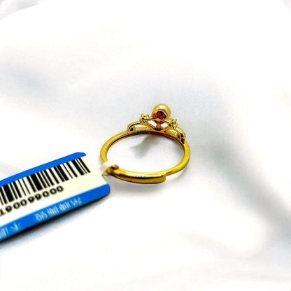 Elegant Gold Ring with Natural Seawater Gold Pearl and Accent Stone in S925
