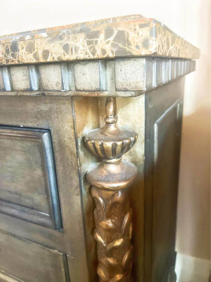 Baroque antique marble top chest of drawers hall stand Morocco  style