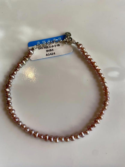 Purple pink freshwater pearl vintage Bracelet 3-3.5mm tiny pearl real seed pearl