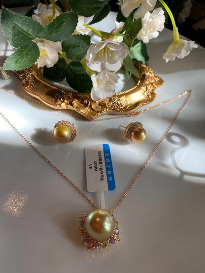 SouthSea gold natural pearl pendent earrings gold plated s925 silver ertificate