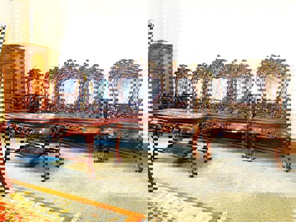 Exquisite Antique Qing Dynasty 150 years old Sofa Set - Hand-Carved Rosewood & Marble