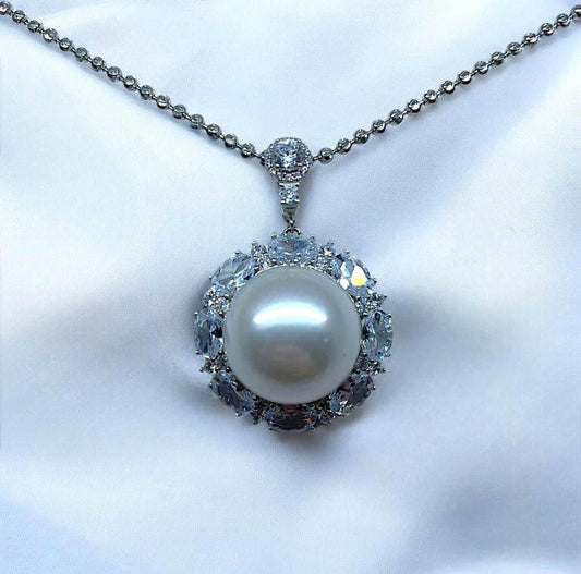 16MM giant natural Freshwater Pearl Pendant in S925 with certificate gift for her