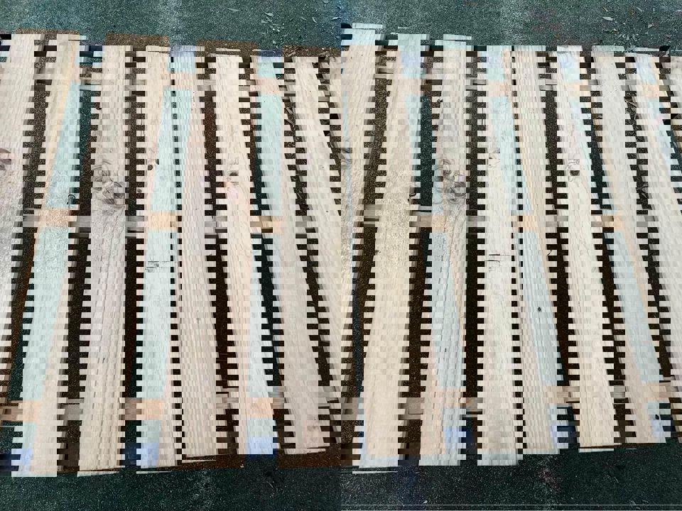 Antique steel single bed frame with wheels solid timber slats and