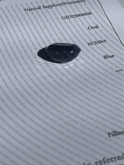 10.33ct natural blue sapphire with international certificate GEMID from Kashmir