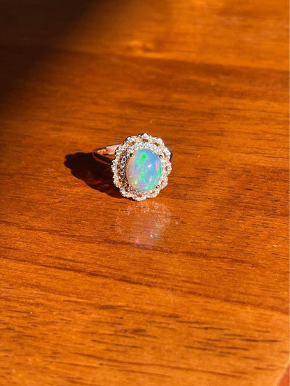 Natural jelly opal in 925 silver rose gold ring plated adjustable size brand new Xmas gift for her