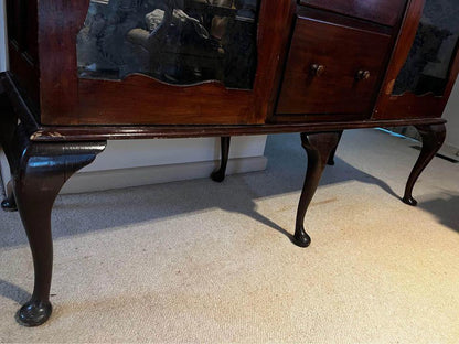 antique mahogany large display cabinet sideboard wall unit comes into 3 parts