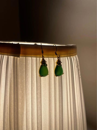 Natural green Jade earrings 18k gold filled 925 silver $239 and red jade necklaces $159