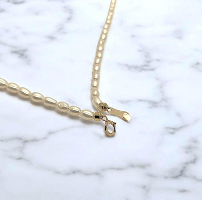 4mm 18k Oval Freshwater Pearl nucleus-free freshwater pearl Necklace with certificate (4.79g)