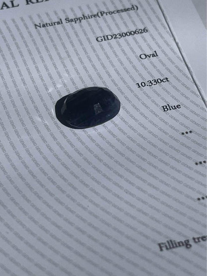 10.33ct natural blue sapphire with international certificate GEMID from Kashmir