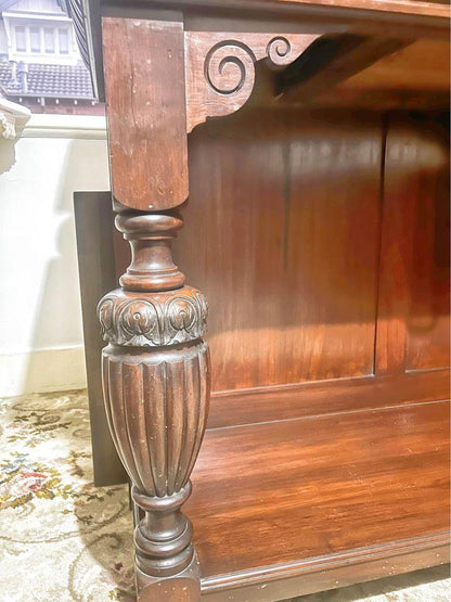 Antique Mahogany Sideboard Buffet hand carved excellent condition 110L x 45W x 115H cm