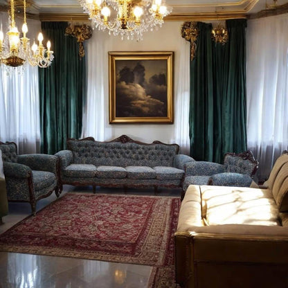 Reupholstered Italian vintage sofa set new 4 seat sofa +2 x single sofa