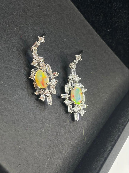Natural Opal silver earrings last minute gift Christmas gift