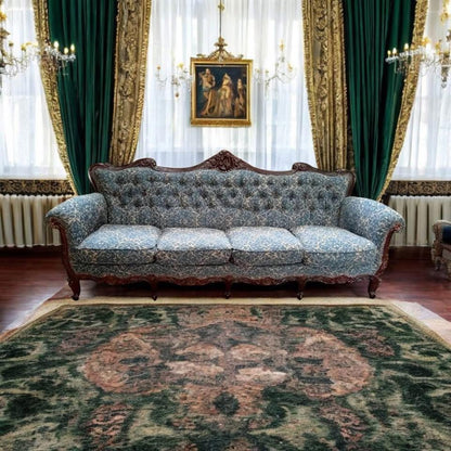 Reupholstered Italian vintage sofa set new 4 seat sofa +2 x single sofa