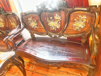 A set of Mother of Pearl Inlay Antique Chinese Armchairs 6 seats