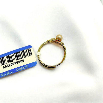 Elegant Gold Ring with Natural Seawater Gold Pearl and Accent Stone in S925