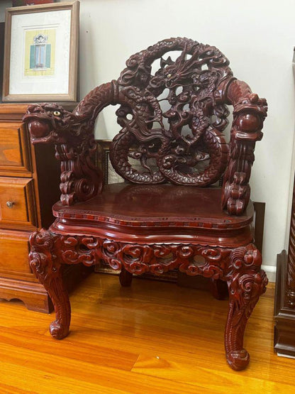 Antique Dragon chairs rosewood Qing dynasty with ivory eyes