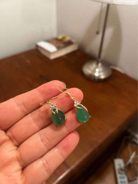 Natural green Jade earrings 18k gold filled 925 silver $239 and red jade necklaces $159