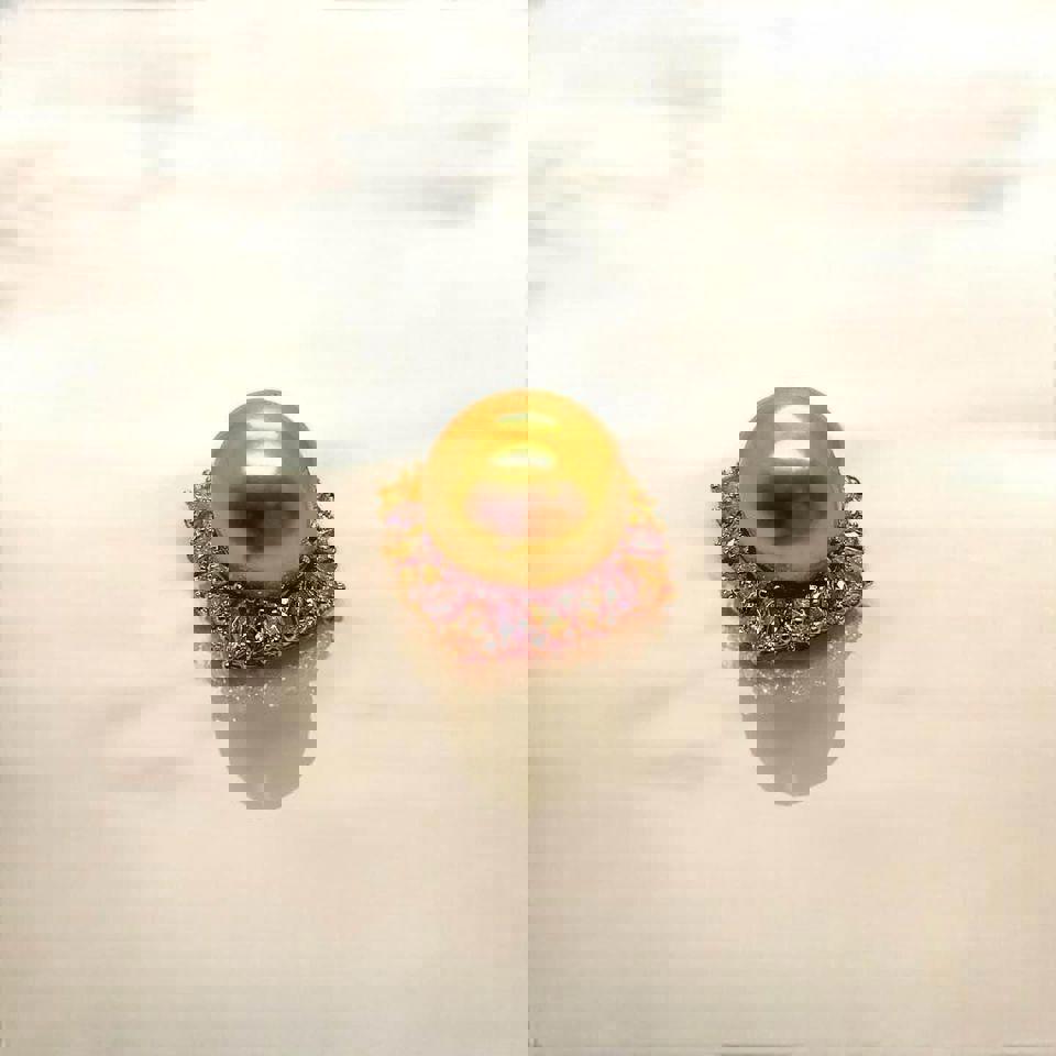 13mm Luxury AAA Golden Seawater Pearl Pendant in S925 with certificate