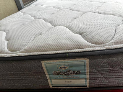 Antique steel single bed frame with wheels solid timber slats and