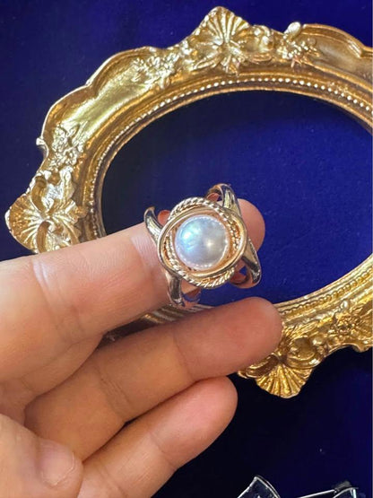 Vintage style natural pearl brooch earrings ring gold plated well made brand new