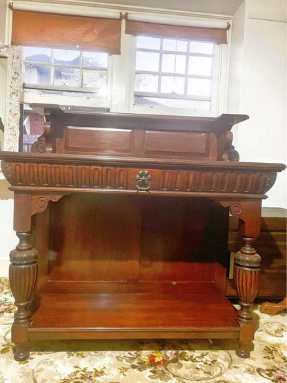 Antique Mahogany Sideboard Buffet hand carved excellent condition 110L x 45W x 115H cm