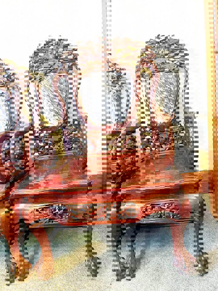 Exquisite Antique Qing Dynasty 150 years old Sofa Set - Hand-Carved Rosewood & Marble