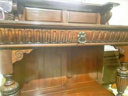 Antique Mahogany Sideboard Buffet hand carved excellent condition 110L x 45W x 115H cm