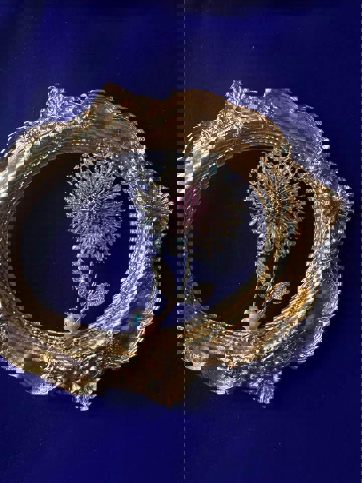 Vintage style natural pearl brooch earrings ring gold plated well made brand new