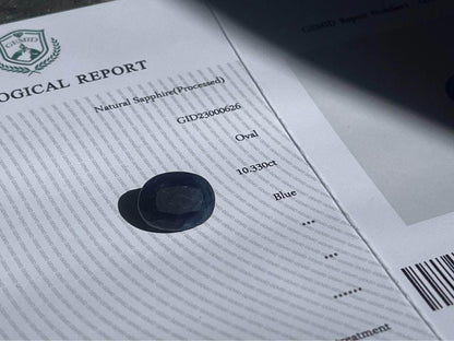 10.33ct natural blue sapphire with international certificate GEMID from Kashmir