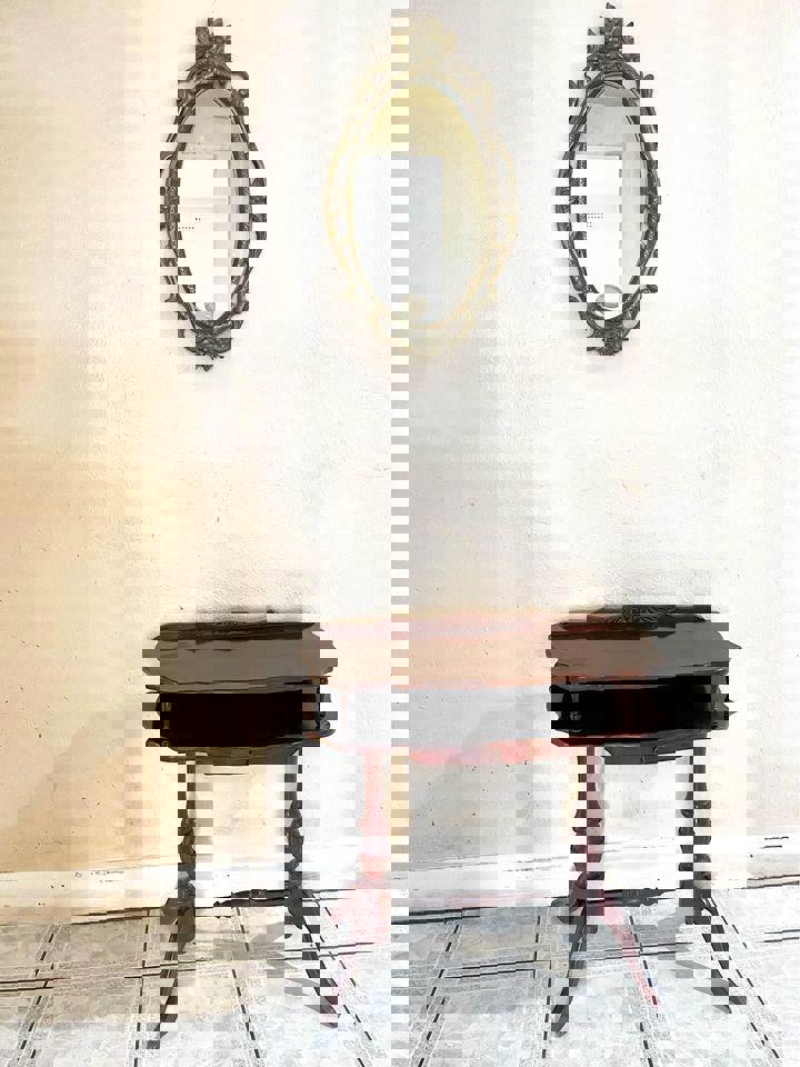 Mahogany hall stand Telephone table end table bedside table brass paws antique