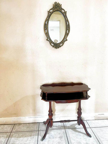 Mahogany hall stand Telephone table end table bedside table brass paws antique