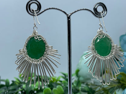20ct Natural emerald earrings, Sterling silver earrings,Seed pearls, antique, handmade,  Sterling silver,  Pendant, Gift